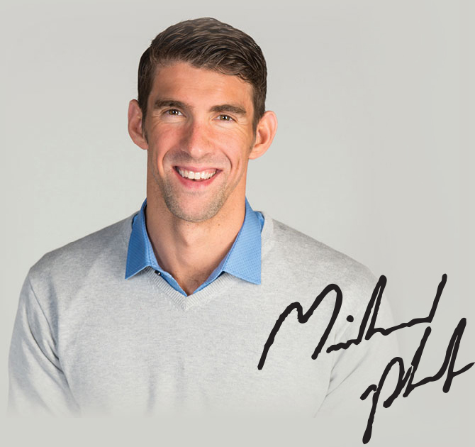 Image de Michael Phelps avec sa signature